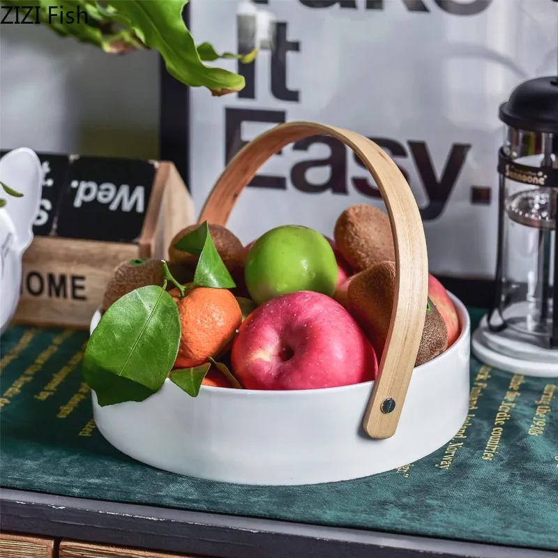 

Ceramics Round Fruit Tray Multi-grid Platter European Style Home Decoration Snacks / Salad / Dried Fruit Platter