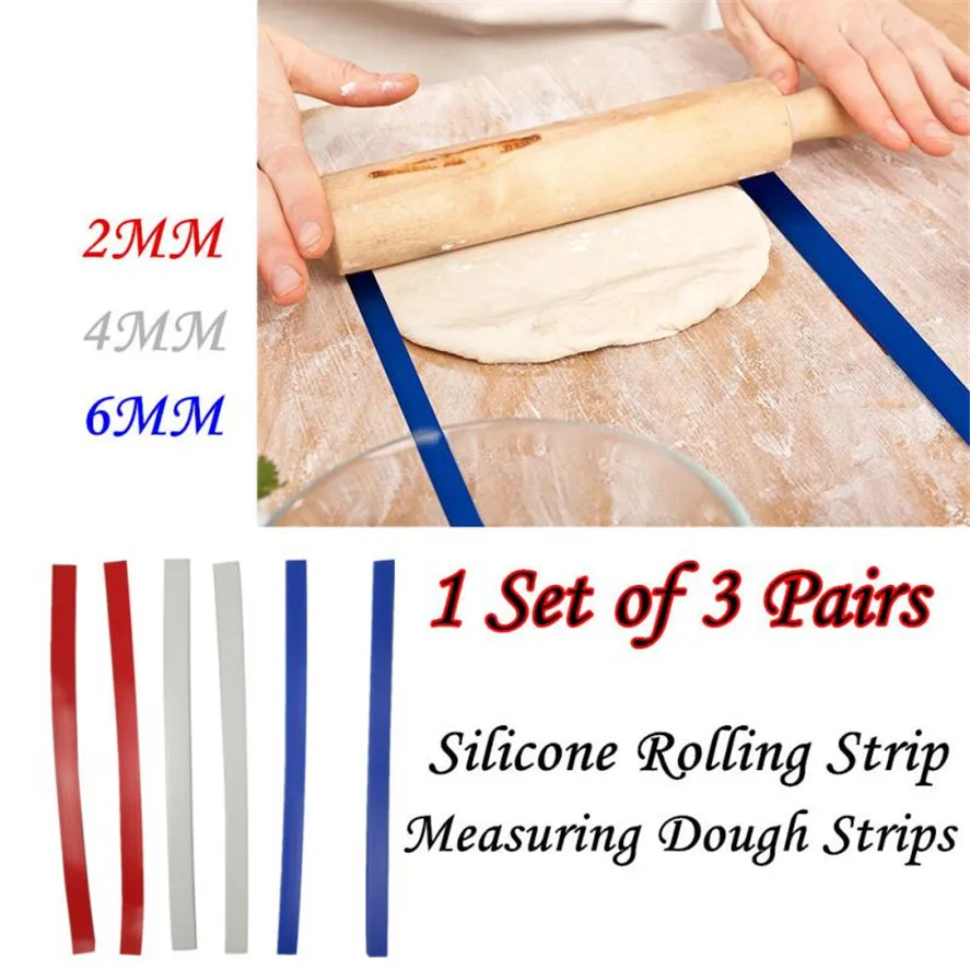2018 New 1 Set Silicone Rolling Strip Silicone Measuring Dough Strips