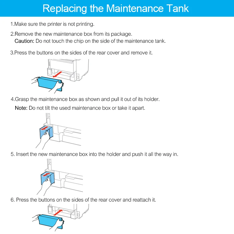 Manutenção do Tanque de Tinta para Epson Workforce Wf-6590 Wf-8090 Wp-8010 Wp-8510 Wf-8590 Caixa Manutenção Tinta T6712 T671200 Pro Wf-6090 - Imagem 5