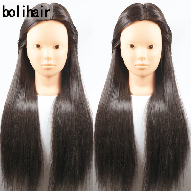 Training Mannequin Head With Hair 65cm Synthetic Fiber Cosmetology Training Mannequin Head With Hair 65cm Synthetic Fiber Cosmetology Hairdressing Dolls Manikin Heads Hairstyles