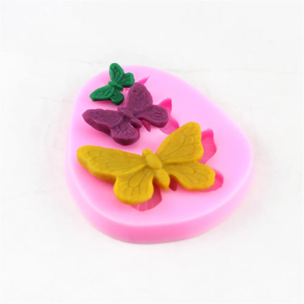 3 Butterfly Chocolate Mould silica Gel fondant cake Sugar Mold DIY Art embossing Clay Soap Silicone Mould