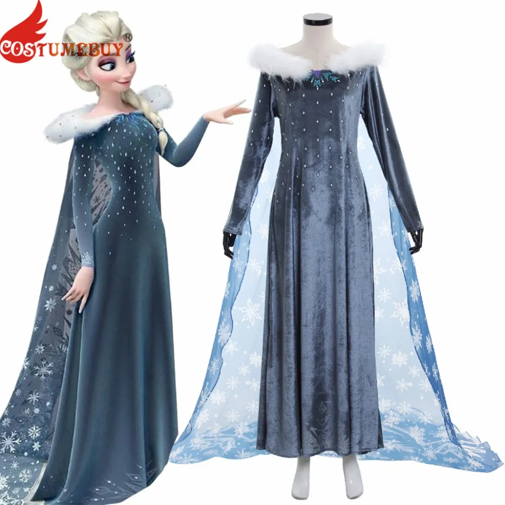 Costumebuy Olaf's Adventure Принцесса Эльза Платье Анна Снежная Королева Косплей взрослых женщин Девушка Карнавальный костюм на Хэллоуин костюм