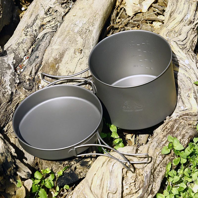 

Thousand Oaks /TOAKS outdoor cooking pot 1300ml 1-2 pure titanium pot with a frying pan.