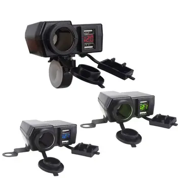 

Motorcycle 12V Dual USB Power Port Scooter ATV Charger Adapter Cigarette Lighter Socket Outlet With Voltmeter Waterproof