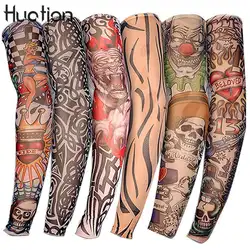 Huation 1 PC Велоспорт Спортивная татуировки рукава УФ прохладный, Велоспорт Запуск Arm теплые спортивные эластичные нарукавник митенки