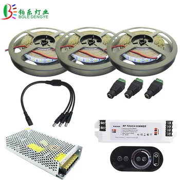 

15M 5730 LED Strip Brighter than 5630 High Lumen 10M 5M LED Waterproof Tape Warm White +RF Dimmer Touch Remote +LED Power Supply