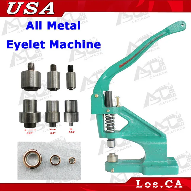 

All Metal Manual Eyelet Machine 3 Size Die Mould+1,000 Eyelet Grommet Press 3 Dies Supply Kit