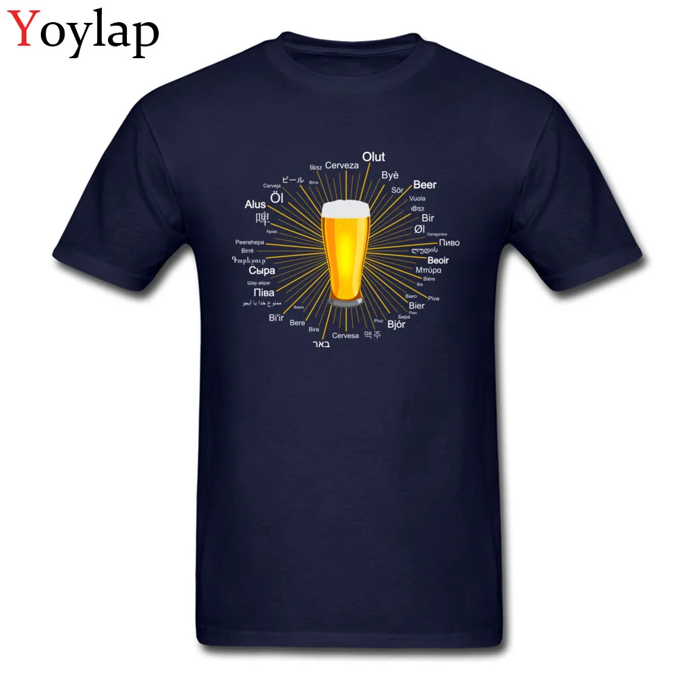 New Arrival Classic Tops T Shirt Beer in 45 different languages Summer Fall 100% Cotton Round Collar Boy T Shirt Classic Sweatshirts navy