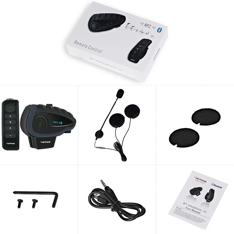 

Multi-Function V8 1200m Wireless Helmet Headset Motorcycle Intercom Interphone For 5 Riders Bluetooth Helmet Intercom