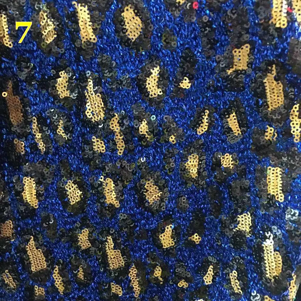 LASUI Новое 1 ярд = 1 шт великолепное разноцветное вечернее платье 7 цветов леопардовая расшитая блестками вышивальная сетчатая кружева ткань - Цвет: As picture  7