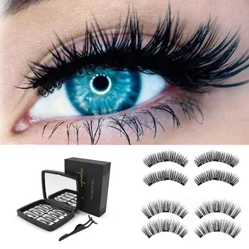 

Eyelashes natural Eyelashes curling 3D Magnetic False Eyelashes Lashes Reusable False Magnet Curly Thick 8W10