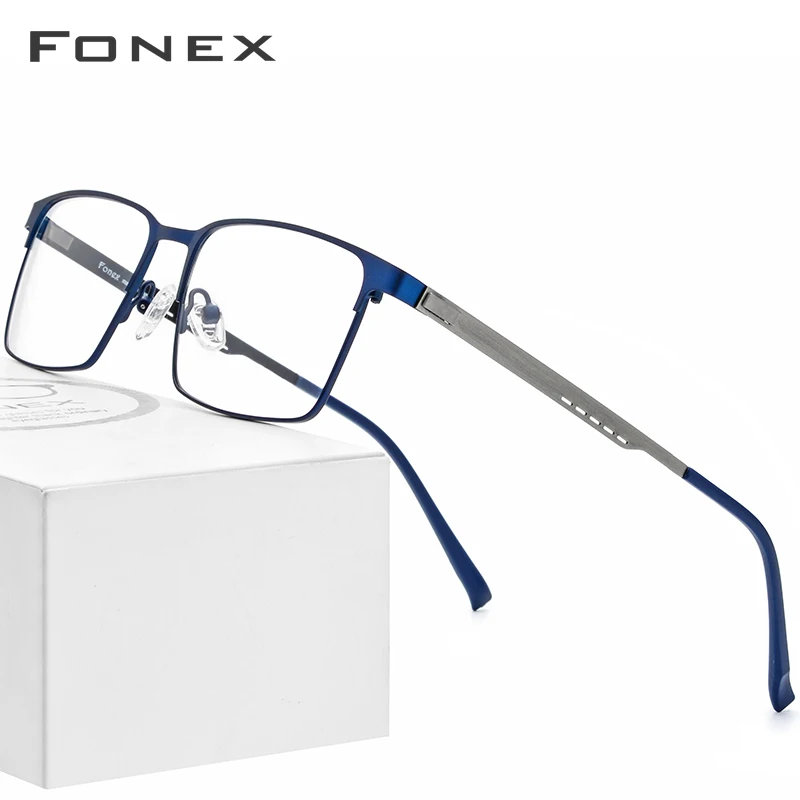 

FONEX Alloy Glasses Frame Men Ultralight Square Myopia Prescription Eyeglasses 2019 Metal Full Optical Frames Screwless Eyewear