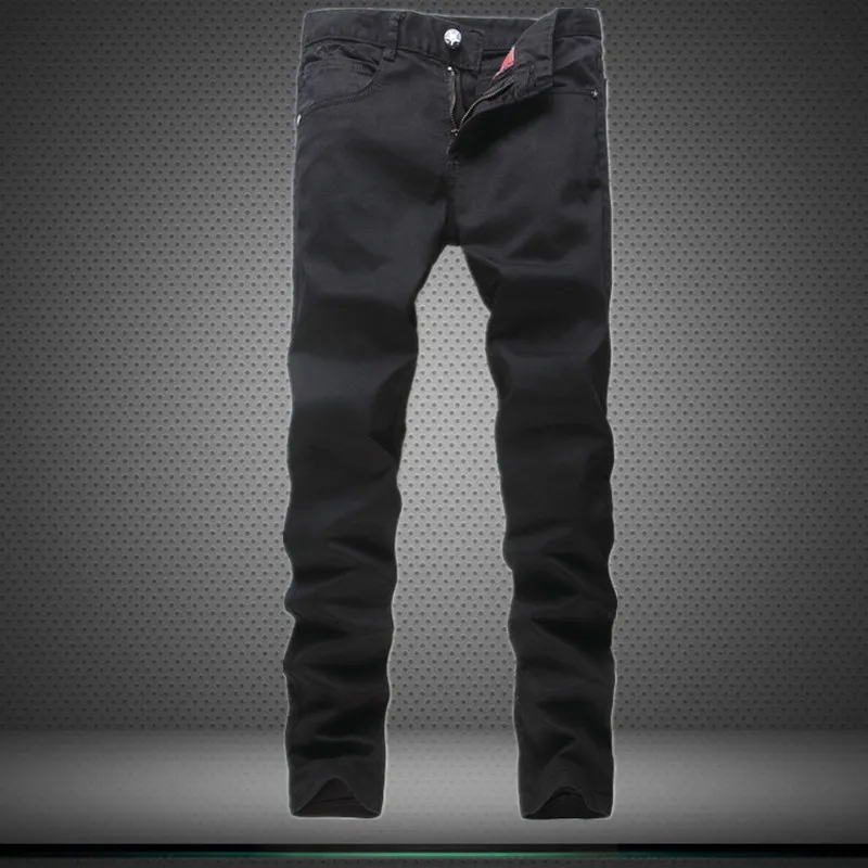 Популярные черные модные классические мужские повседневные зауженные джинсы Прямые мужские байкерские джинсы джинсовые узкие брюки простые брендовые длинные брюки