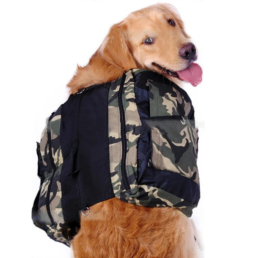Outdoor Medium Large Waterproof Dog Bag Camouflage Carrier Backpack Storage Snack Saddle Bags