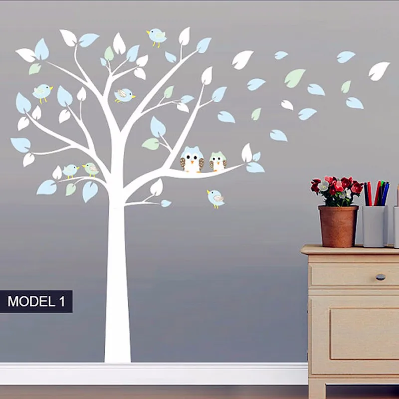 New Fashion Owl Standing Huge White Tree Wall Sticker Baby Nursery New Fashion Owl Standing Huge White Tree Wall Sticker Baby Nursery Bedroom Art Decor And Birds Decals In Stickers From Home Garden On