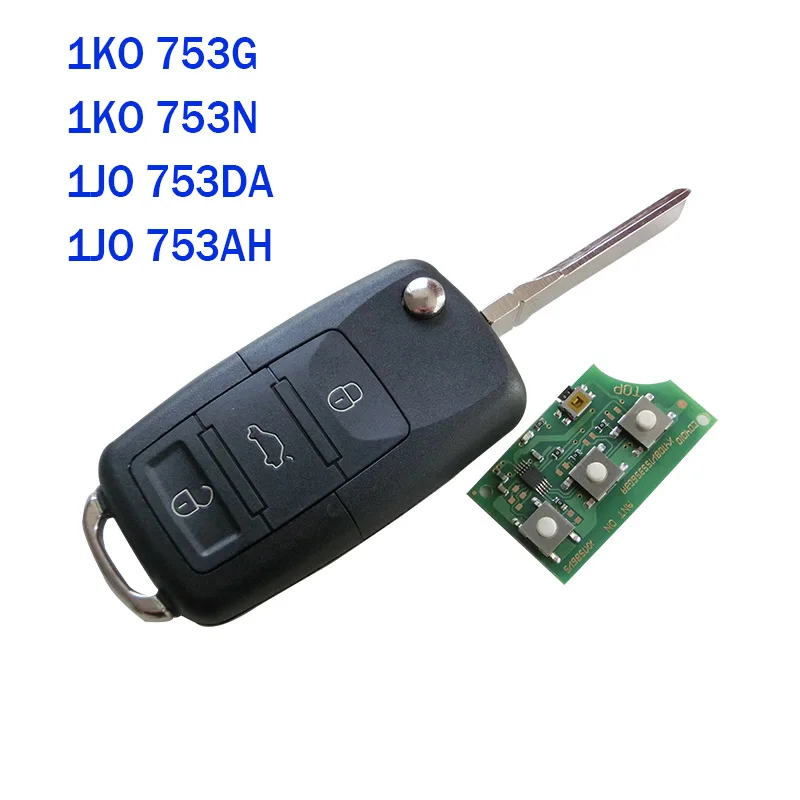 1J0 753DA/753AH 1KO 753G/753N складной откидной дистанционный ключ 433 МГц для VW Volkswagen Golf MK4 1998