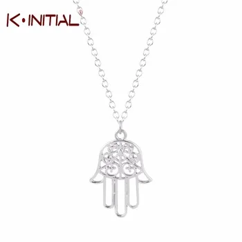 1Pcs Gold Silver Plated Hand Necklaces Pendant Hamsa Chain Necklace for Women Statement Handmade Jewelry Nice Necklace collares