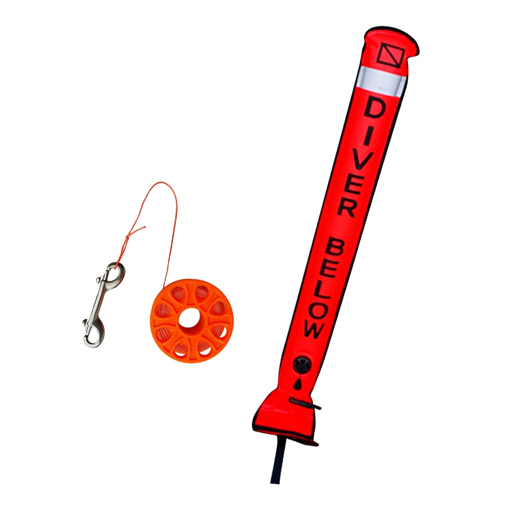 Nylon TPU Scuba Diving Diver Below Safety SMB Surface Marker Buoy & Dive Reel 18m Line Diving Buoy 