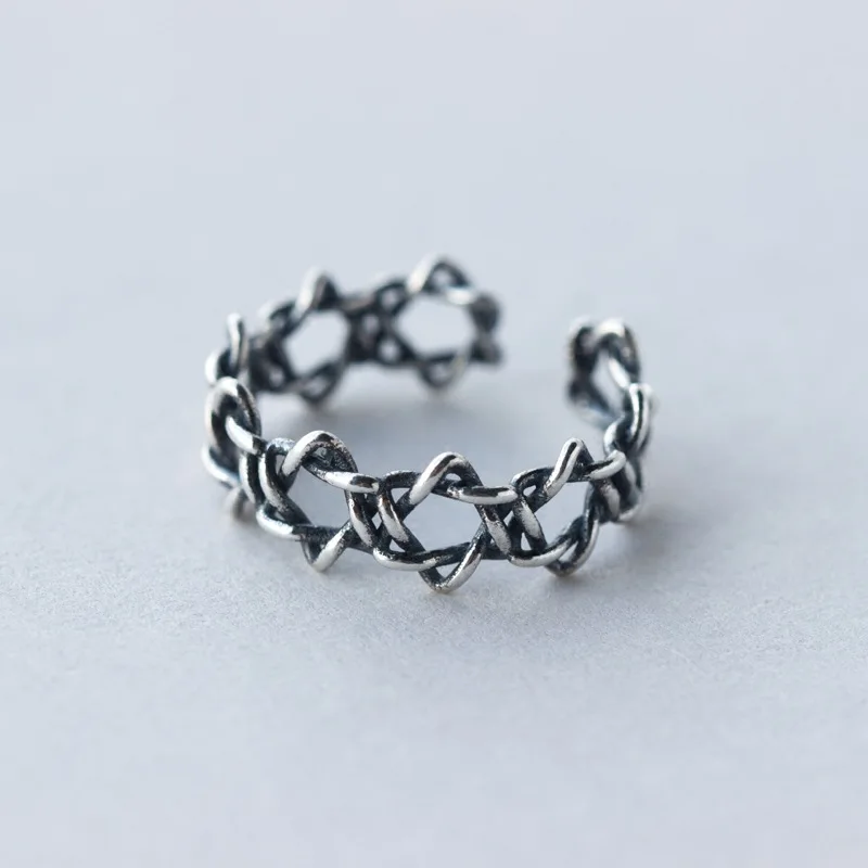 

925 Sterling SIlver Thail silver Solomon Hexagram Open Ring for Men & Women Hollow Star of David Chanukah Jewish Adjustable size