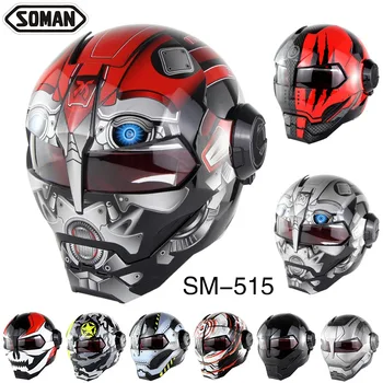 

Soman 515 Ironman Motorcycle Helmet Casco Open Face Verspa Skull Style capacetes DOT Approval