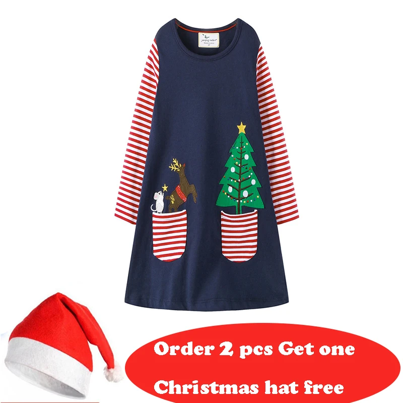 Jumping meters New Christmas Dresses baby girls dress cotton long sleeve applique kids dresses for girl clothing christmas dress Jumping meters New Christmas Dresses baby girls dress cotton long sleeve applique kids dresses for girl clothing christmas dress