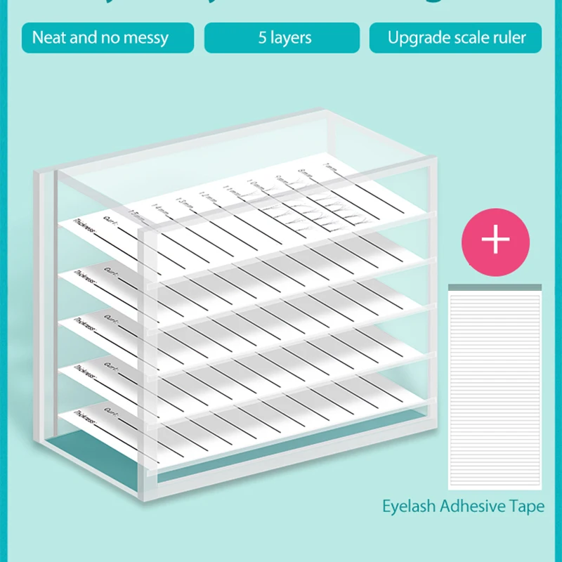 

5 layers clear eyelash storage box Makeup Display Container Eyelashes Glue Pallet Holder Grafting Eyelash Transparent Container