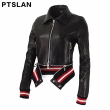 2017 women genuine lambskin moto jacket full pelt coat real leather lapel coat biker zipper closure