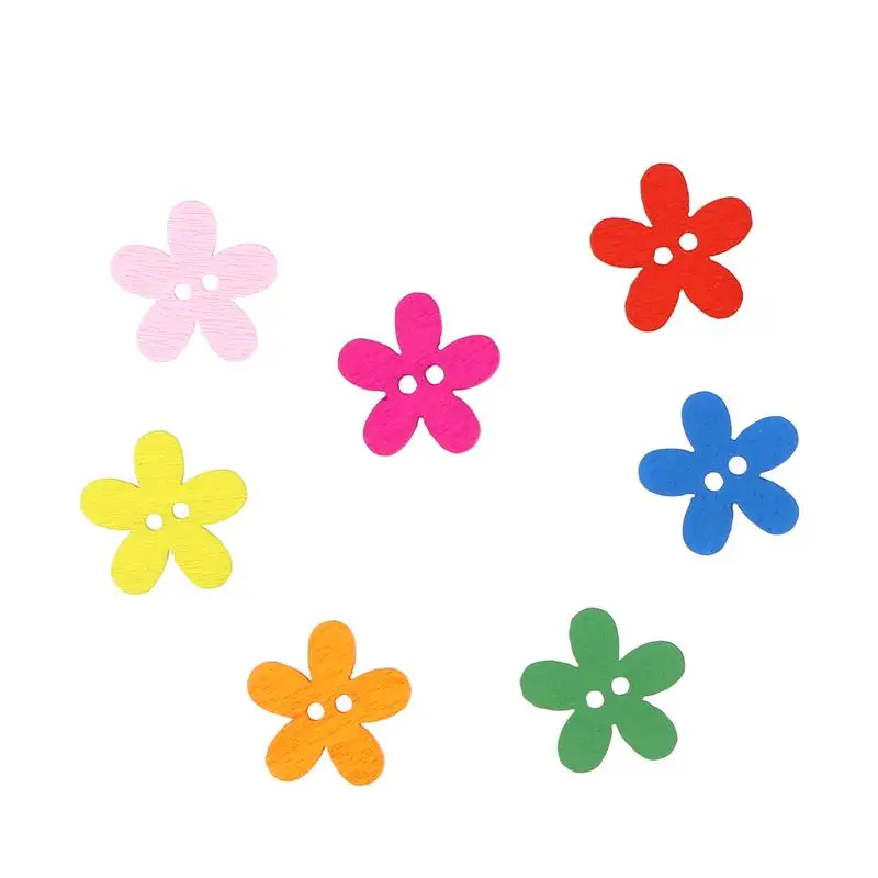 100 шт 11 мм деревянные пуговицы в форме цветка красочные милые красивые пуговицы в форме сливы для шитья своими руками Детские аксессуары для детской одежды A3
