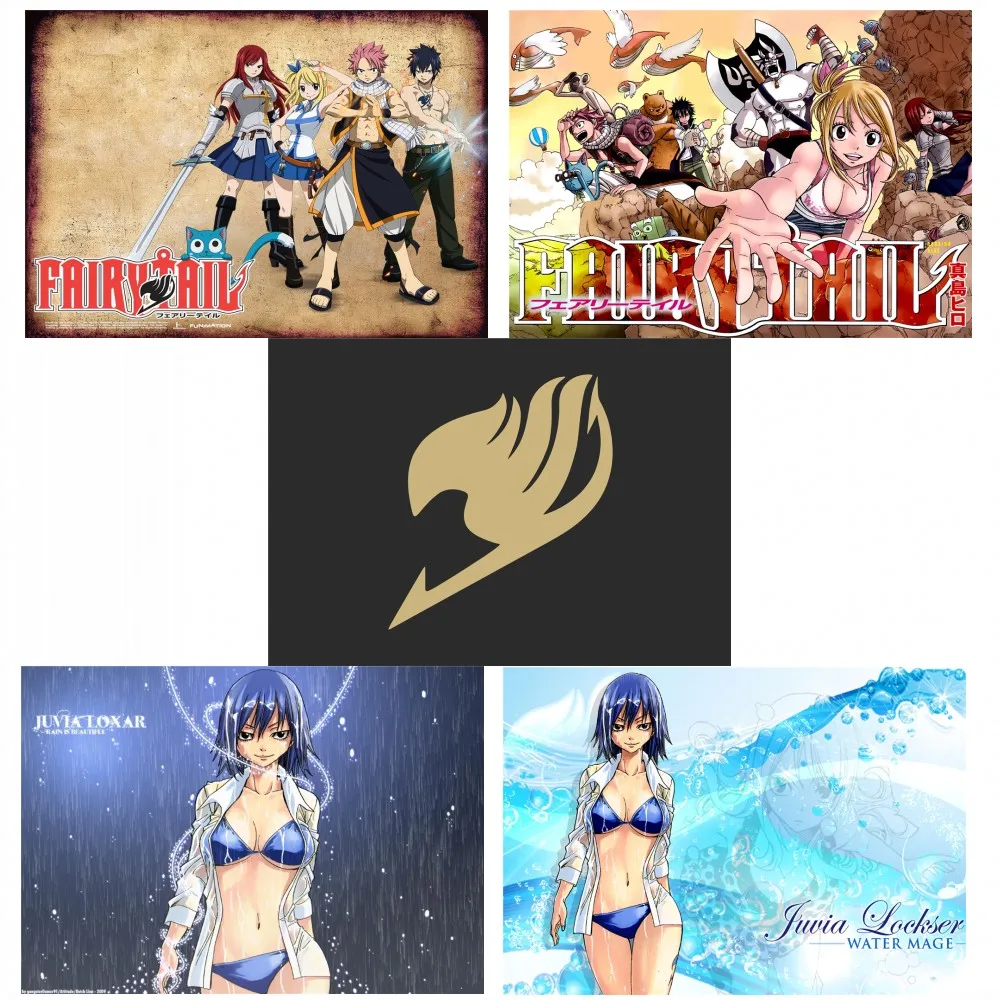 

Fairy Tail Posters Anime Wall Stickers Coated Paper Prints High Definition Home Decoration vintage style room decor painting