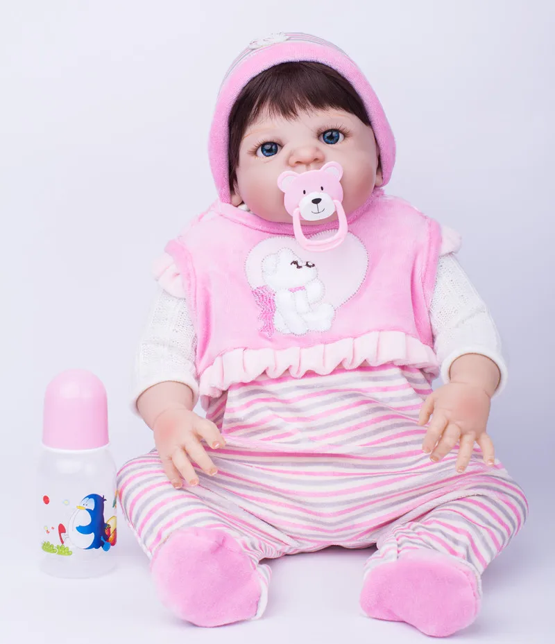 

22" Full Body Silicone Reborn Babies Doll Toy Pink Princess Baby Reborn Doll Child Birthday Gift Lovely Girls Brinquedos