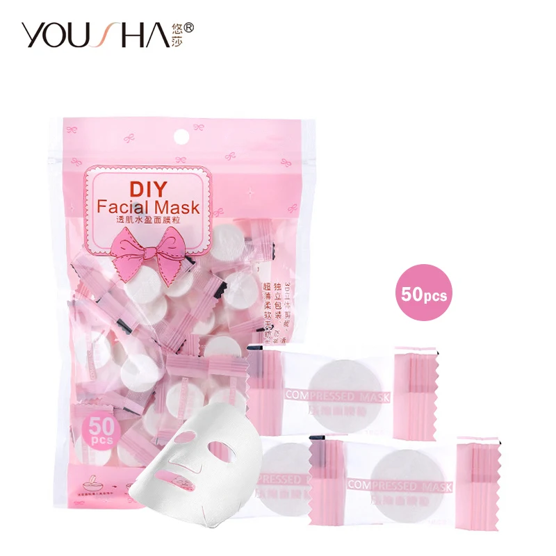 

YOUSHA 50pcs Compressed Mask DIY Compress Facial Mask Coin Compressed Facial Homemade Paper Skin Face Care Sheet Whitening Acne