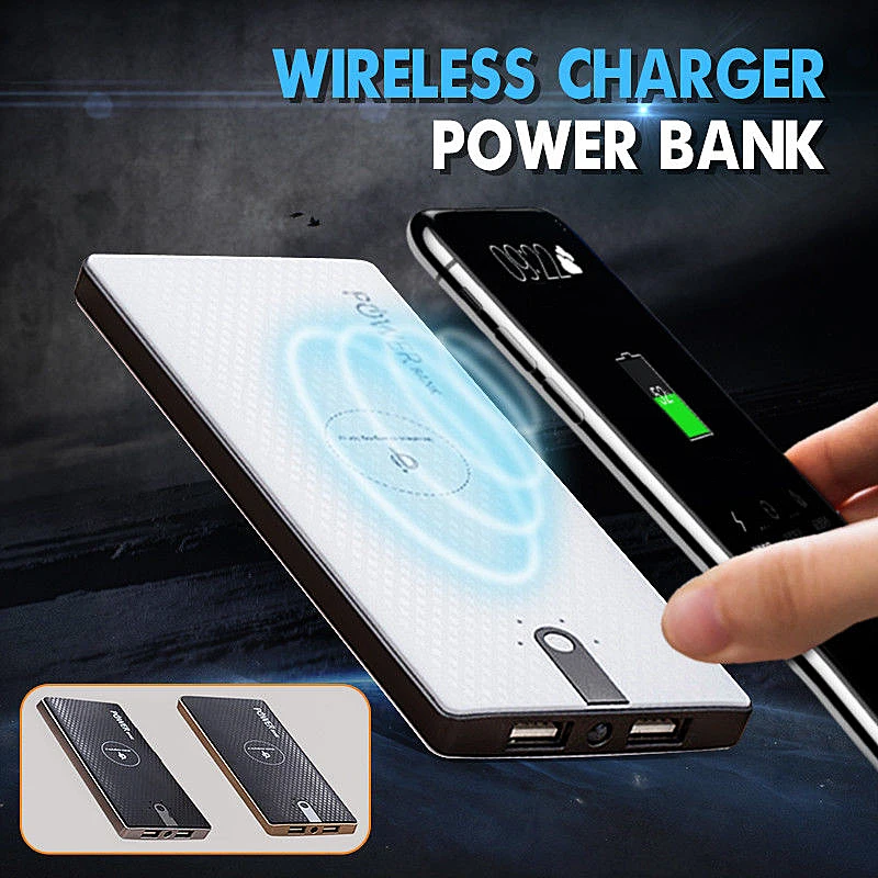 7000mAh Qi Wireless Dual USB Power Bank DIY Case 8000mAh LED Light Battery Charger Box For iPhone X Samsung | Мобильные телефоны и