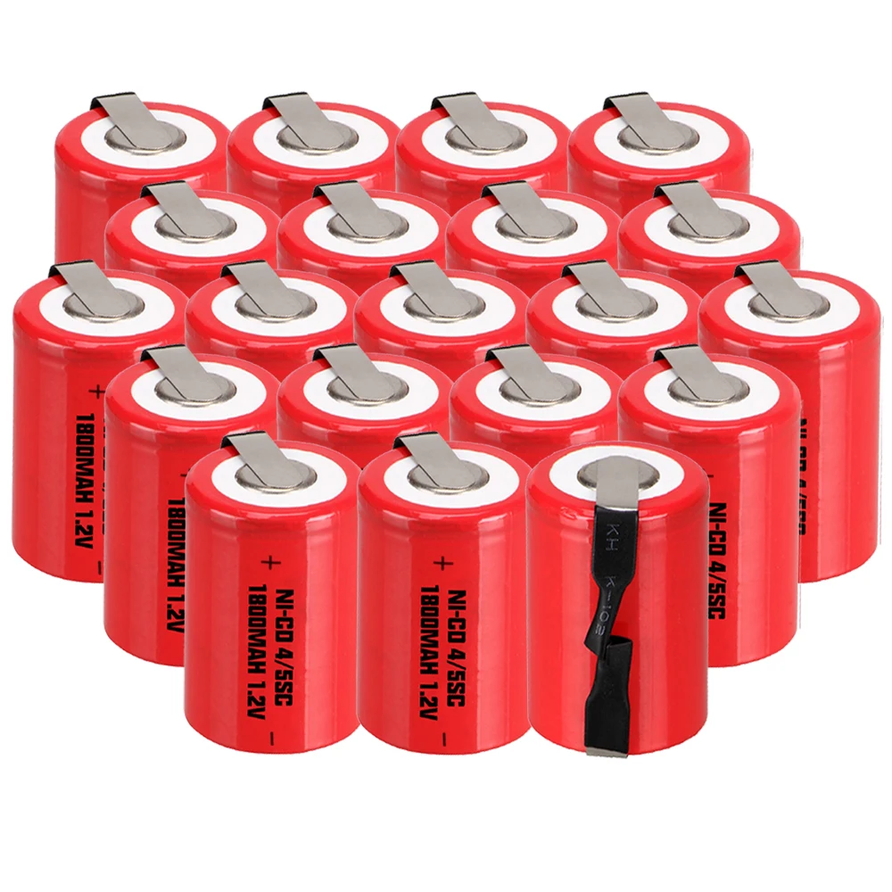 Самая низкая цена 20 шт 4/5SC батареи 1 2 v аккумуляторные 1800 mAh nicd Батарея для