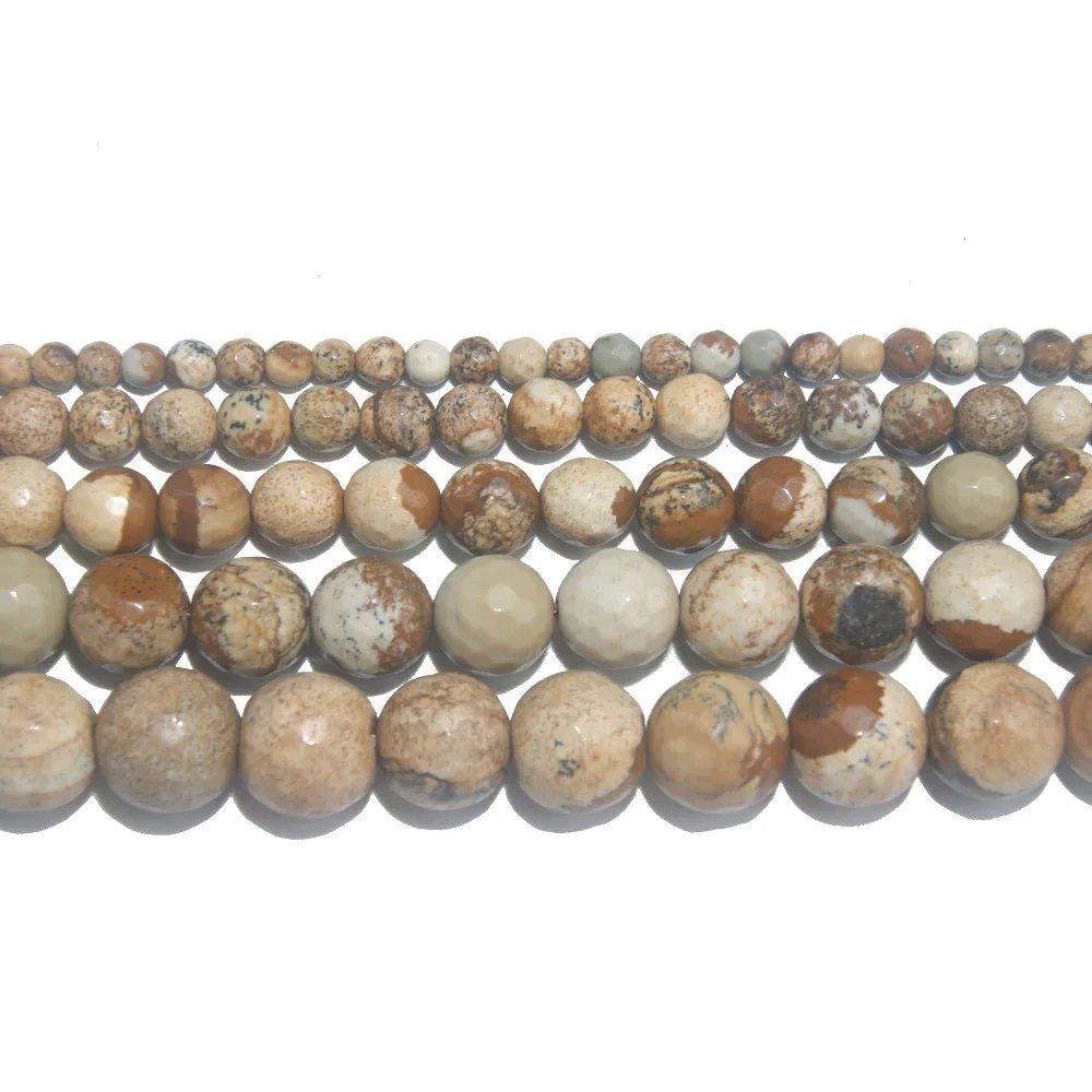 

Faceted Natural Stone Picture Loose Beads 4 6 8 10 12 MM Pick Size For Jewelry Making Charm DIY Bracelet Necklace Material
