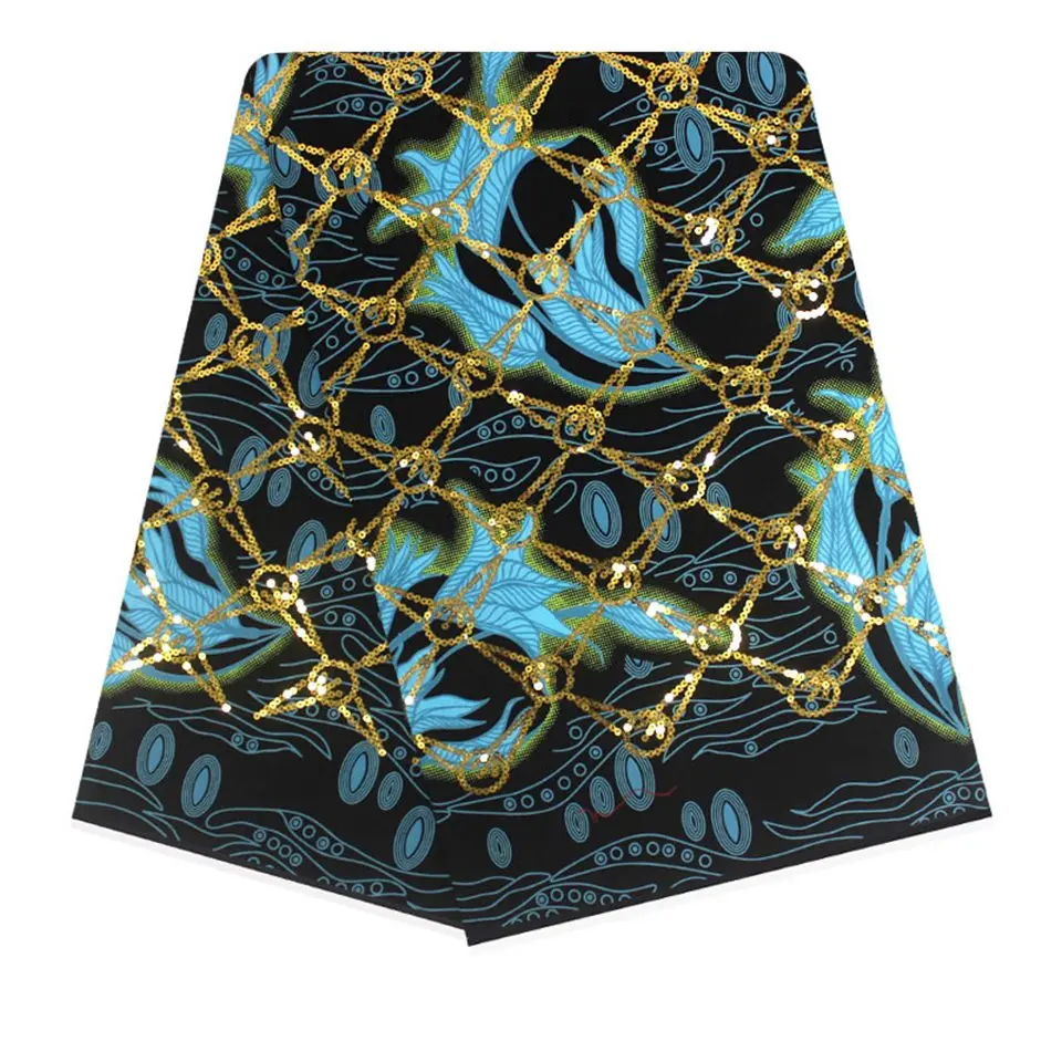 

Latest African Fabrics 100% Cotton Batiki Wax Prints Kitenge/Pagnes/Kikwembe Embroidered Sequins YBGLP-33