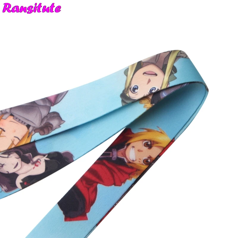 Ransitute R324 Fullmetal الخيميائي أنيمي الحبل الرقبة حزام للمفاتيح ID بطاقة أحزمة هاتف المحمول شارة حامل DIY شنق حبل