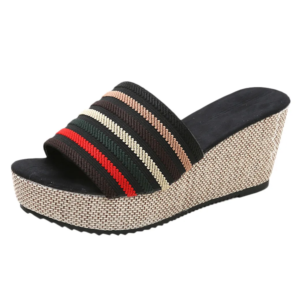 

SAGACE Women Casual Wedge Summer Slip-On High Heel Platform Peep Toe Shoes Sandals Mixed Colors Fashion Outside shoe hot June 4
