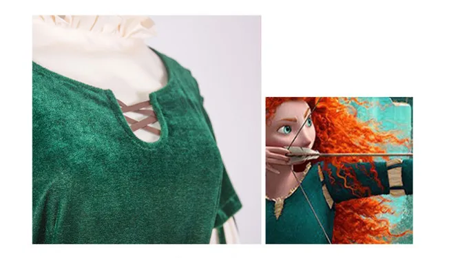 Brave Merida Dresses Princess Merida Cosplay Costume Halloween mediaeval Costumes European medieval vintage court queen dress