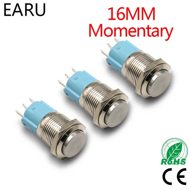 16mm Momentary Stainless Steel Metal Doorbell Push On Switch 16mm Momentary Stainless Steel Metal Doorbell Push On Switch High Head Car Auto Engine