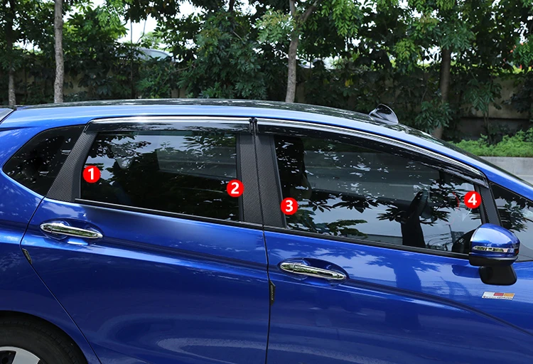 8 шт./компл. стайлинга автомобилей окно в колонке столб карбоновое волокно Стикеры Накладка для Honda Fit/Джаз GK5 3rd GEN- автомобиля Стикеры C603