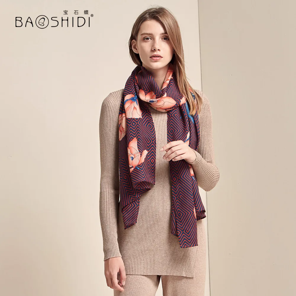 [BAOSHIDI] шерстяной шарф, шерстяной длинный шарф, женская элегантная теплая шаль, женские зимние шарфы, бандана buena calidad de lana