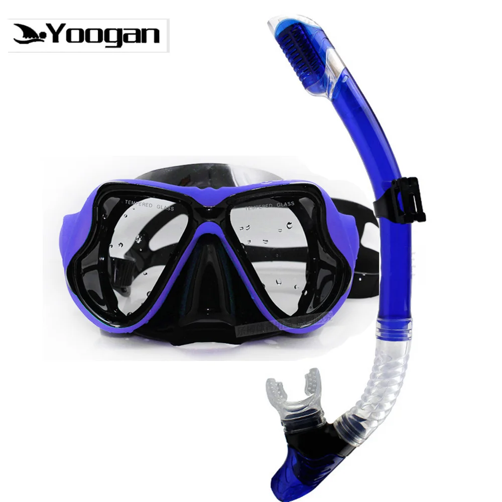 Yoogan маска для подводного плавания из закаленного силикона, маска для взрослых, полностью сухая трубка, высококачественное снаряжение для дайвинга, водонепроницаемые спортивные плавательные шестерни