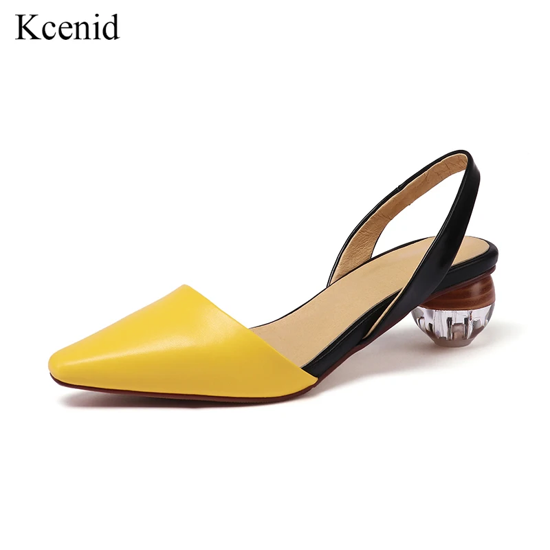 Schuhe Slingback Dame Leder 41 Spitz Größe gelb Kristall Sommer Echtem Luxus Frauen Schwarzes Kcenid 2019 Frau Ferse weiß Sandalen Plus 7OAvqSwxnw