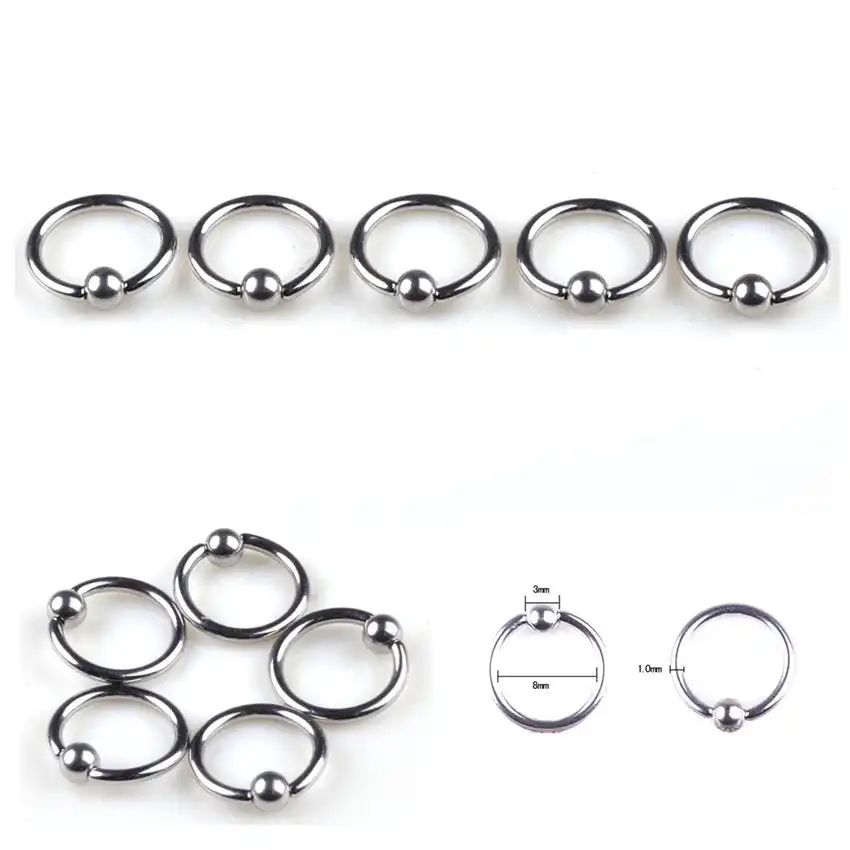 Мини $5 5 шт./партия Панк из нержавеющей стали серебряное кольцо с круглым камнем шарик кольцо для бровей ниппель нос пирсинг для губ