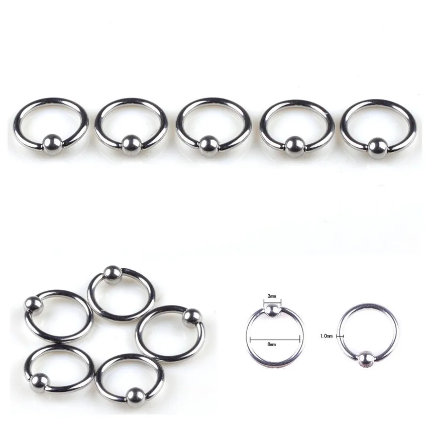 

Mini $5 5pcs/lot Punk Stainless Steel Silver Captive Bead Ring Ball Hoop Eyebrow Nipple Nose Lip Earrings Body Piercing
