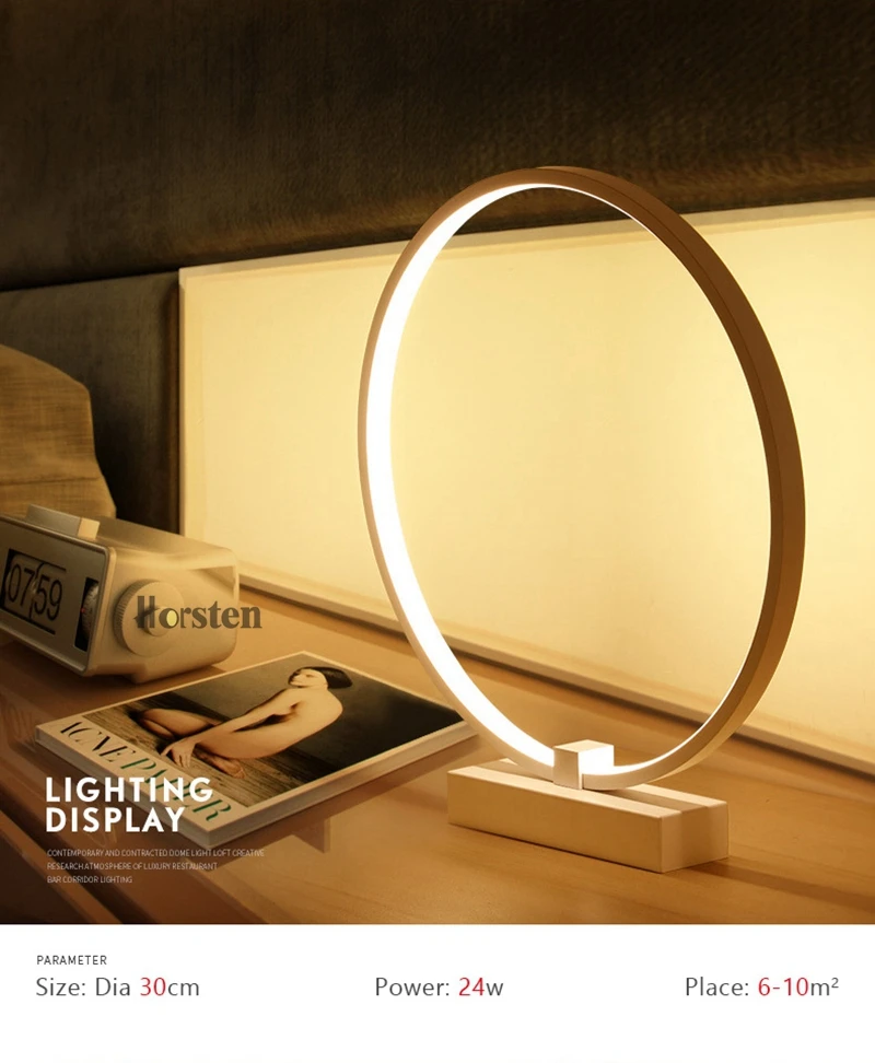 Modern Dia40cm 36W LED Table Lamp For Bedroom Living Room Desk Table Lamps Minimalist Bedroom Bedside Lamp AC 220V (4)