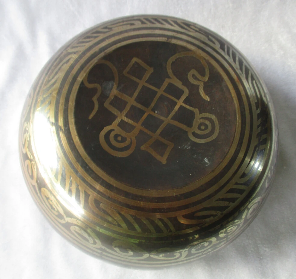 

Collectable Tibetan Copper Singing big Bowl With a Wooden Stick Chinese Handwork buddha Bowl Size :Diameter 14CM