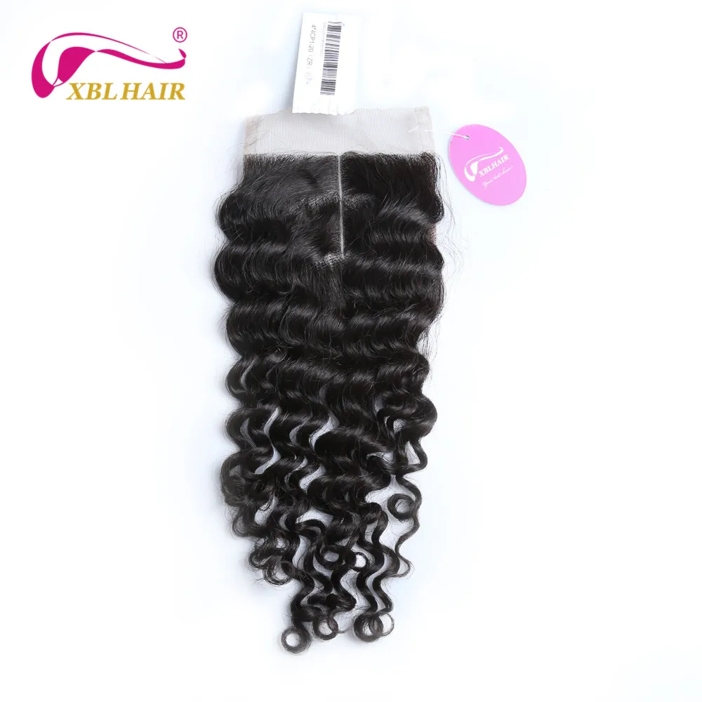 XBLHAIR Deep Wave Lace Closure Middle Part With Baby font b Hair b font 130 Density