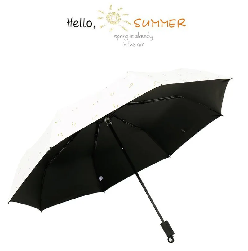  Three Folding Manual Umbrella For Women Men Folding Sunny Rainy Windproof Umbrella Women Men Creative Music Umbrellas  (10)