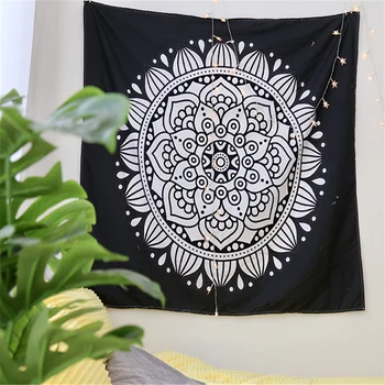 

Black and White Bohemian Mandala Tapestry Microfiber Fabric Mandala Wall Hanging Decoration 2 Sizes Home Boho Decor Drop Ship